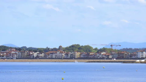 Seafront of Saint-Jean-de-Luz, France on a peaceful morning Stock Footage 251816196