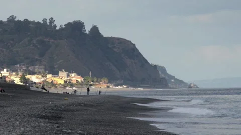 Seafront of Sicily and Capo Alì in the background Stock Footage 143455028
