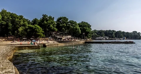 Seafront with Tourists Stock Footage 74287397