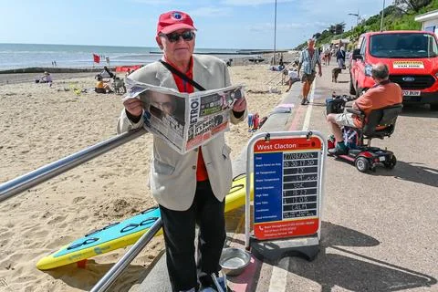 Seafront at West Coaction Information Board Stock Photos