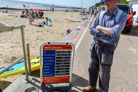 Seafront at West Coaction Information Board Stock Photos