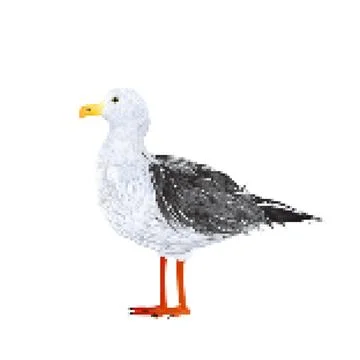 Seagull 8 bit  icon Stock Illustration