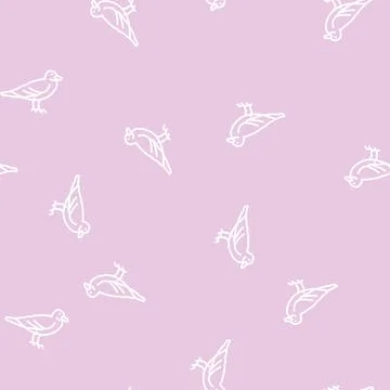 Seagull bird line seamless pattern Stock Illustration
