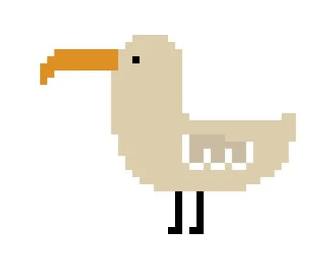Seagull bird pattern. Pixel seagull bird image. Vector Illustration of pixel  스톡 일러스트
