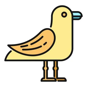 Seagull bird standing simple outlined vector illustration 库存插图