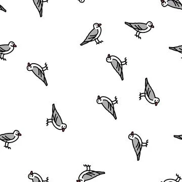Seagull bird vector seamless pattern Stock Illustration
