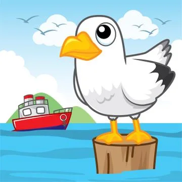 Seagull cartoon, vector Stock Illustration