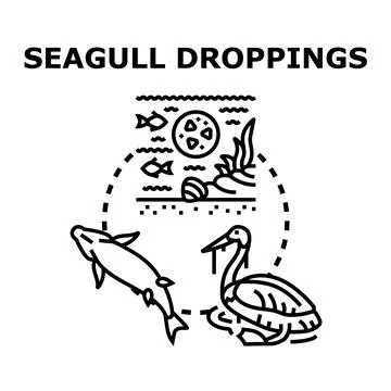 Seagull droppings problem causing pollution concept Stock Illustration