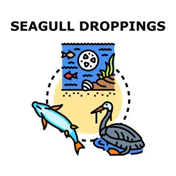 Seagull droppings problem causing pollution concept Stock Illustration