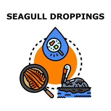 Seagull droppings vector concept illustrating bird pollution Stock Illustration