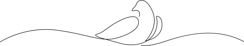 Seagull in flight over waves Vector Stock Illustration