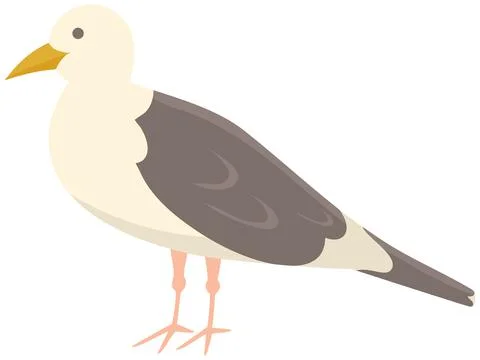 Seagull with folded wings and closed beak. Sea bird standing on its feet vector Ilustración de archivo