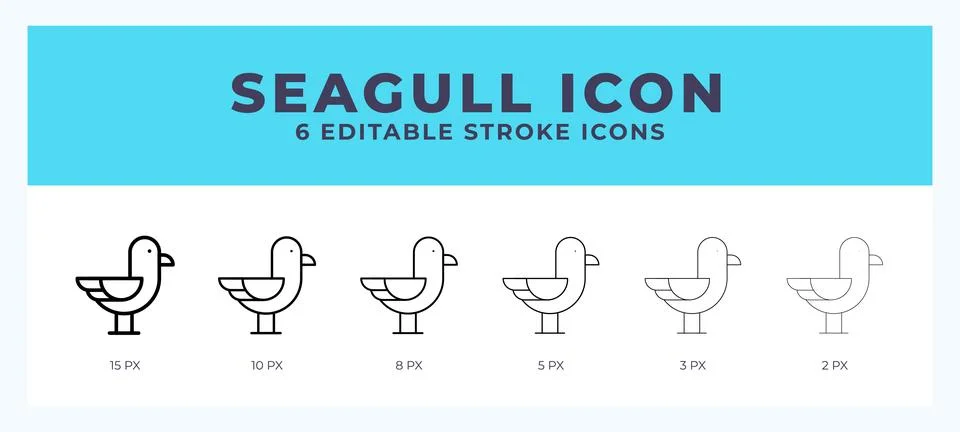 Seagull icon illustration vector with editable stroke. 스톡 일러스트