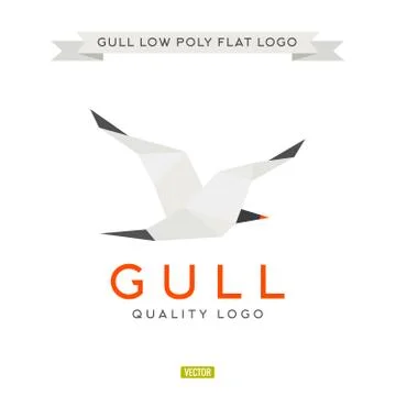 Seagull low poly, polygon, logo illustration geometry Stock Illustration