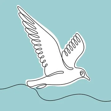 Seagull one line vector illustration Stock Illustration