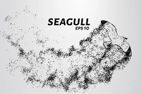 Seagull of the particles. Seagull consists of small circles and dots. Vector  Stock Illustration