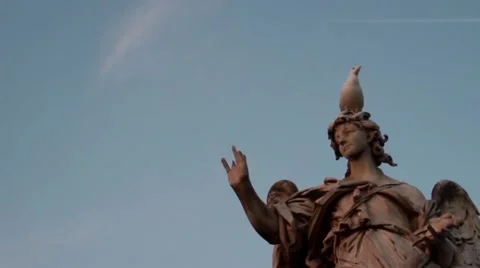 Seagull on Roman Statue Vidéo 52932804