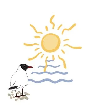 Seagull by the sea Illustration