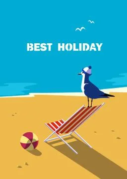 Seagull on seashore.1 Stock Illustration