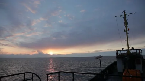 Seagull sitting on mast. sunset. ship silhouette. 20160131090638 124 4 Stock Footage 130356540