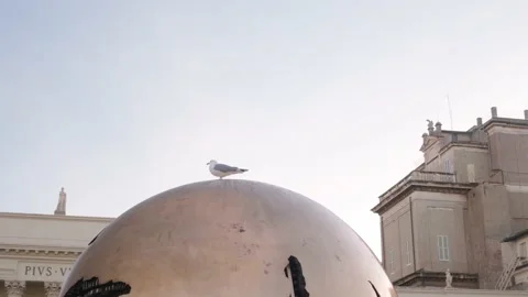 Seagull sitting on top of sculpture Stock Footage 198738480