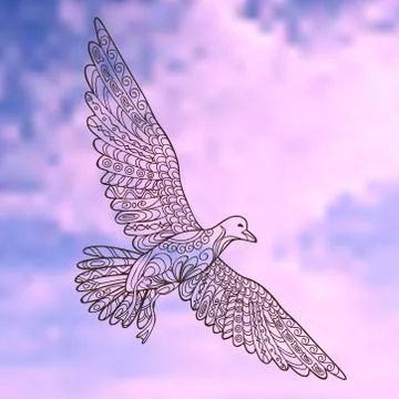 Seagull in the sky Stock Illustration