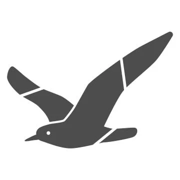 Seagull solid icon, Sea cruise concept, sea mew sign on white background Stockillustratie