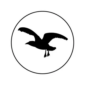 Seagull - vector logo icon for web. black on white. Minimalistic cartoon styl Stock Illustration