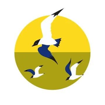 Seagulls flight icon Stock Illustration
