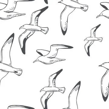 Seagulls in flight. Vector  pattern. Stock Illustration