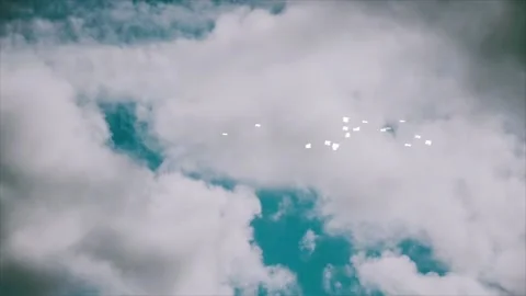 Seagulls Flying Under Clouds at Turquoise Sky Stock Footage 325329467