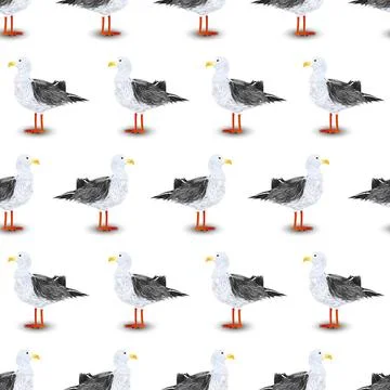 Seagulls pattern Seagull seamless pattern illustration on white Copyright:... Stock Photos
