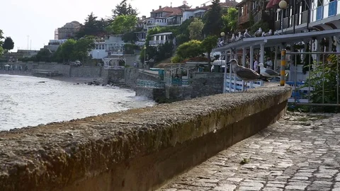 Seagulls at promenade Video stock 72472014