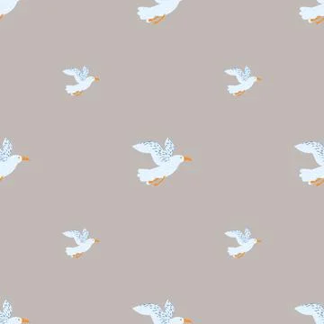 Seagulls seamless pattern. Background of sea birds. Stock Illustration