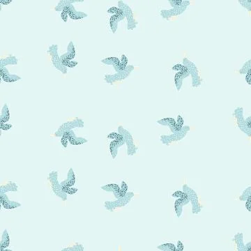 Seagulls seamless pattern. Background of sea birds. Stock Illustration