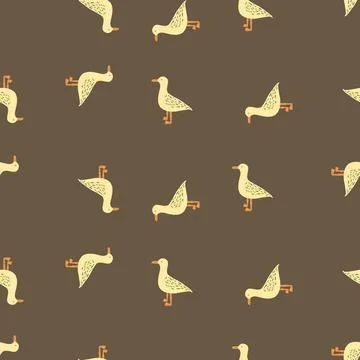 Seagulls standing seamless pattern. Background of sea birds. Stock Illustration