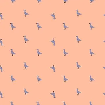 Seagulls standing seamless pattern. Background of sea birds. Stock Illustration