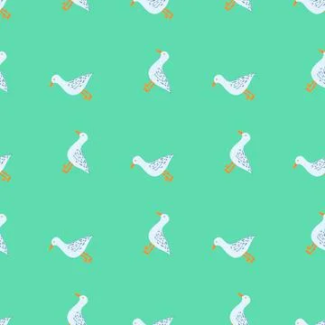Seagulls standing seamless pattern. Background of sea birds. Stock Illustration