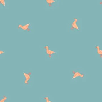 Seagulls standing seamless pattern. Background of sea birds. Stock Illustration