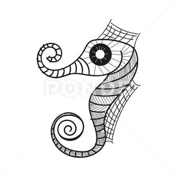 Seahorse Drawing Illustration Stock Illustration