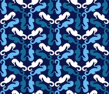 Seahorse seamless pattern Stock Illustration