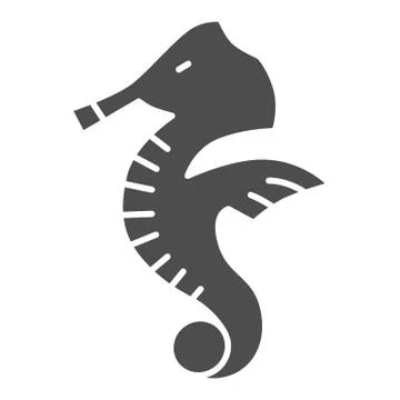 Seahorse solid icon, ocean life concept, Sea horse sign on white background Stock Illustration