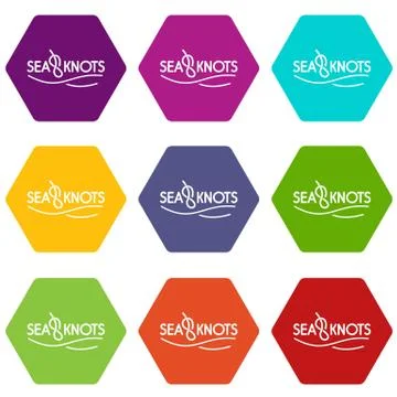 Seaknot icons set 9 Stock Illustration