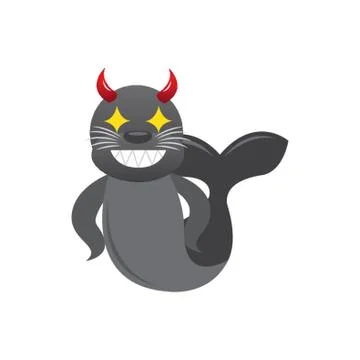 Seal Animal As A Devil Illustrazione stock