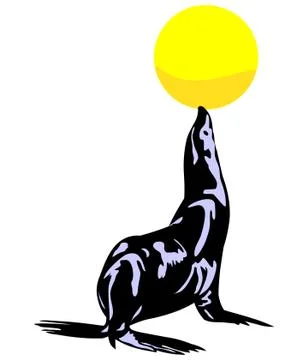 Seal with ball Illustrazione stock