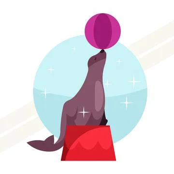 Seal-with-a-ball Stock Illustration