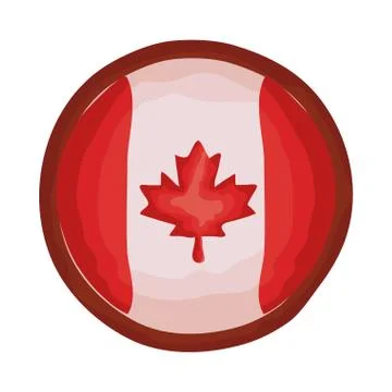 Seal with canada flag flat style icon Stock Illustration