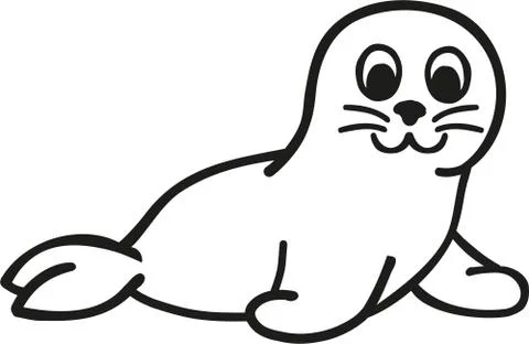 Seal cartoon contour Illustrazione stock