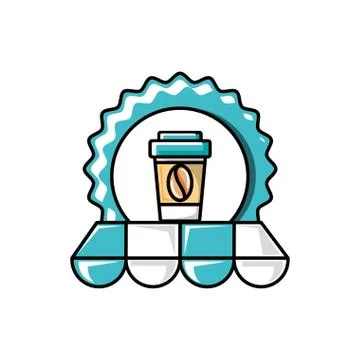 Seal with coffee in container plastic and parasol Stock Illustration