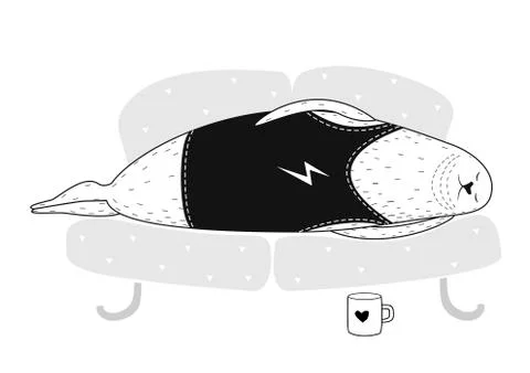 Seal hipsters on the couch Stock Illustration